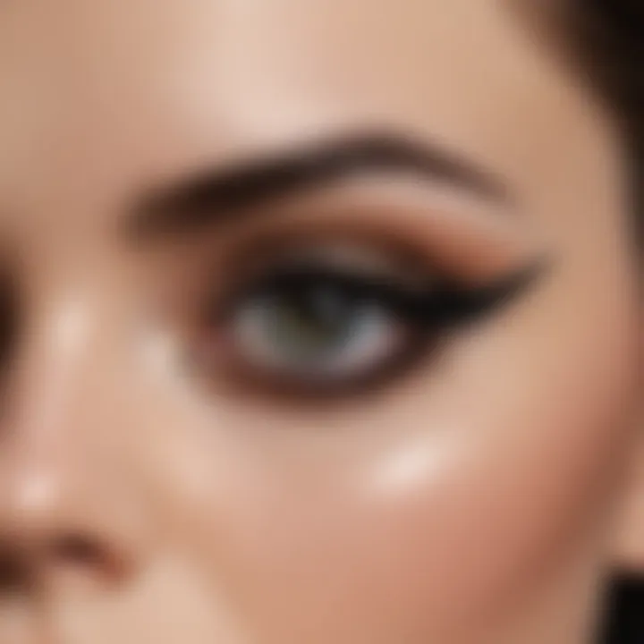 Close-up of eye makeup suitable for black clothing