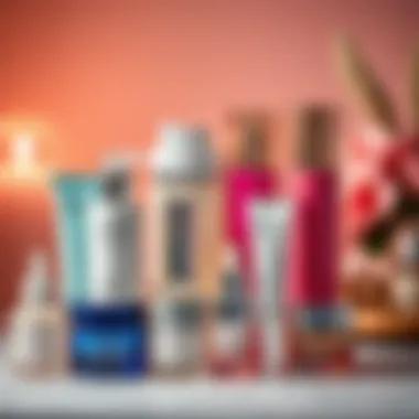 Renowned Skincare Brands An elegant display of skincare brands and products