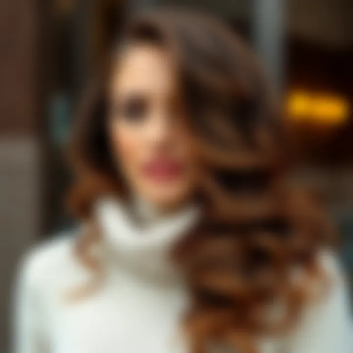 Elegant long hair with soft waves for winter