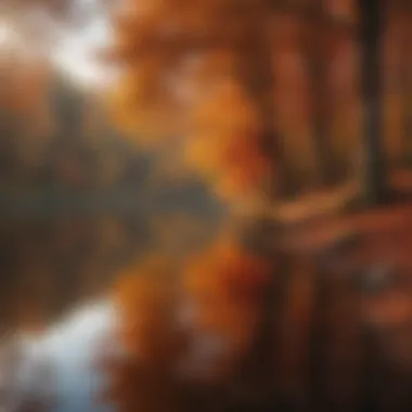 Serene autumn landscape reflecting deep hues