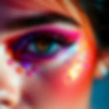 Sparkling eye makeup showcasing vibrant colors