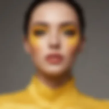 Stylish look showcasing different makeup techniques for yellow outfits.