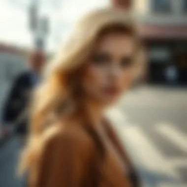 Stylish woman with strawberry blonde hair