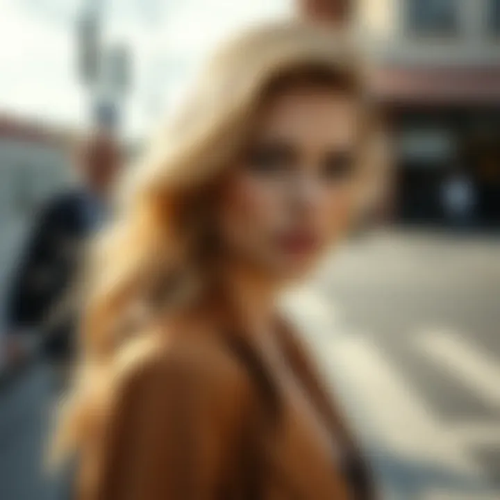 Stylish woman with strawberry blonde hair