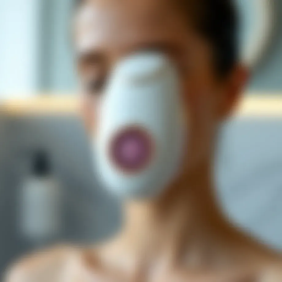 Vibrating facial cleansing device showcasing its design and features